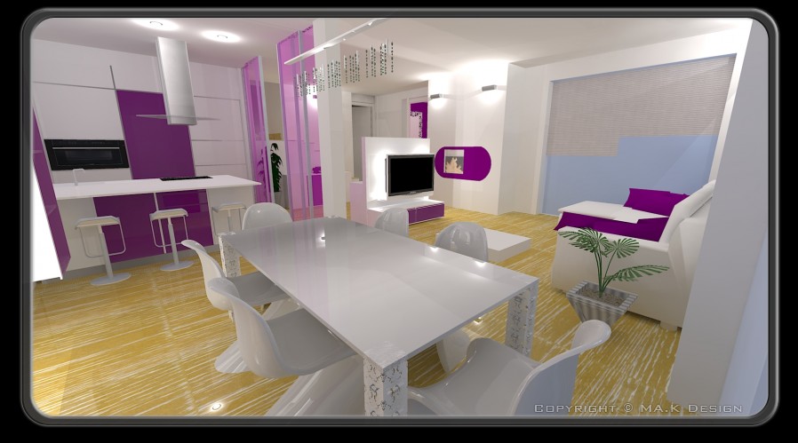 Jedilnica, kuhinja in dnevna soba